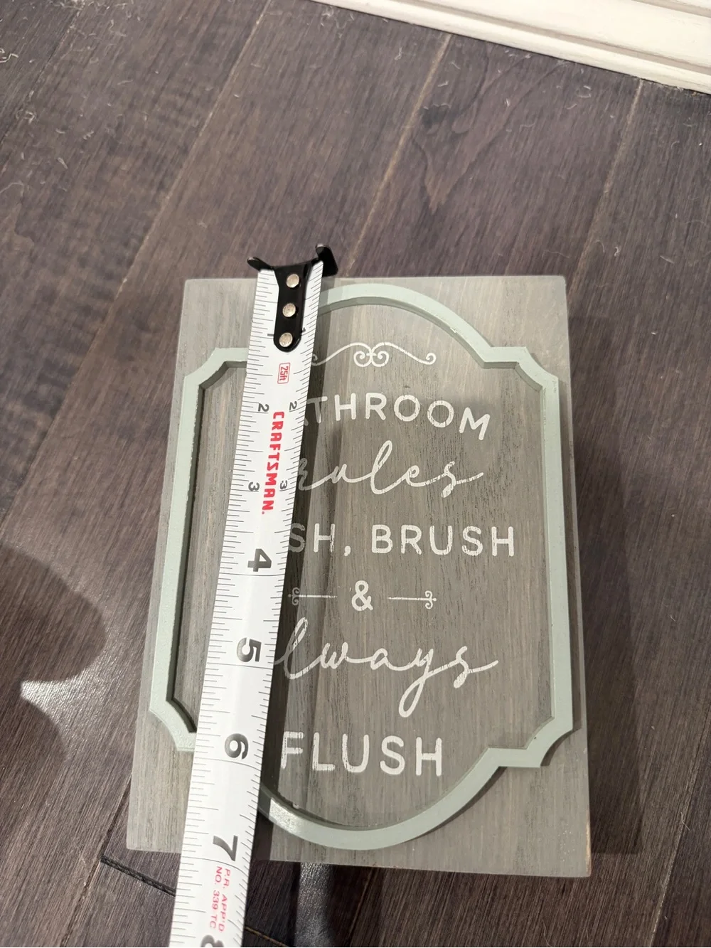 NWOT Bathroom Rules Rustic Gray and Green 7” x 5” in Bathroom Sign Decor